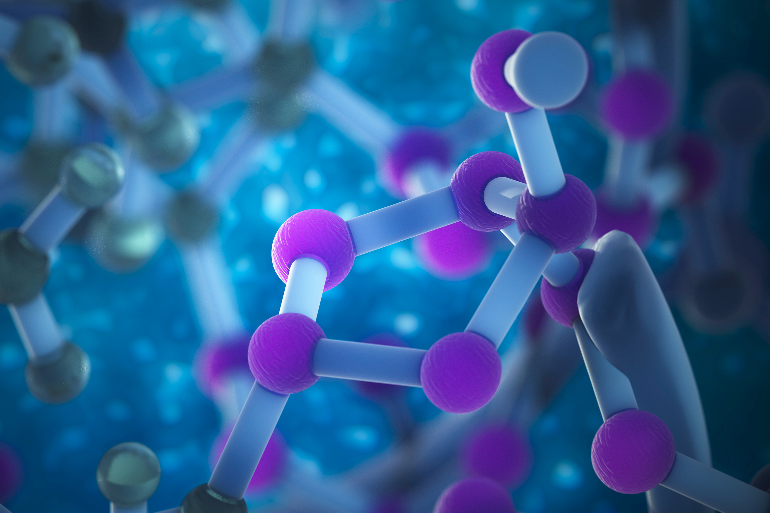 Blue and purple molecule structure