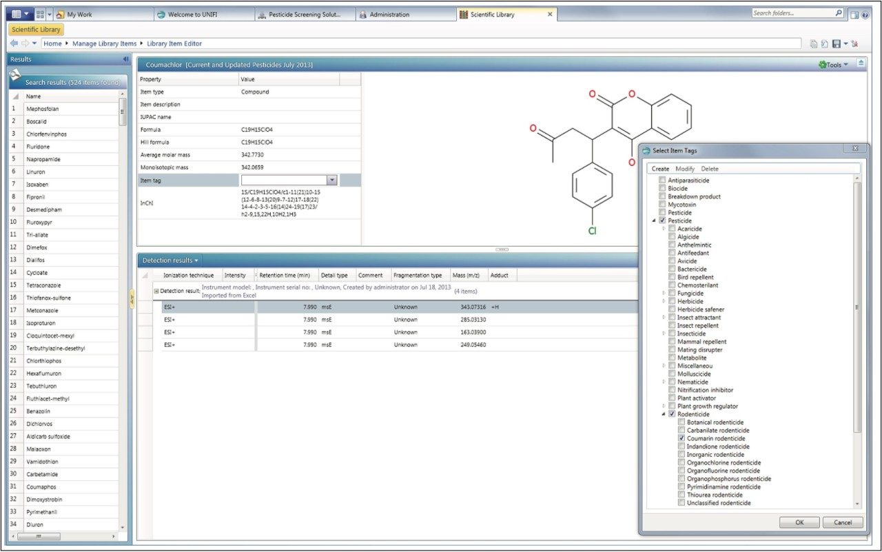 Tagging of compounds, in this case Coumachlor, is a powerful way to organize library updates for future use