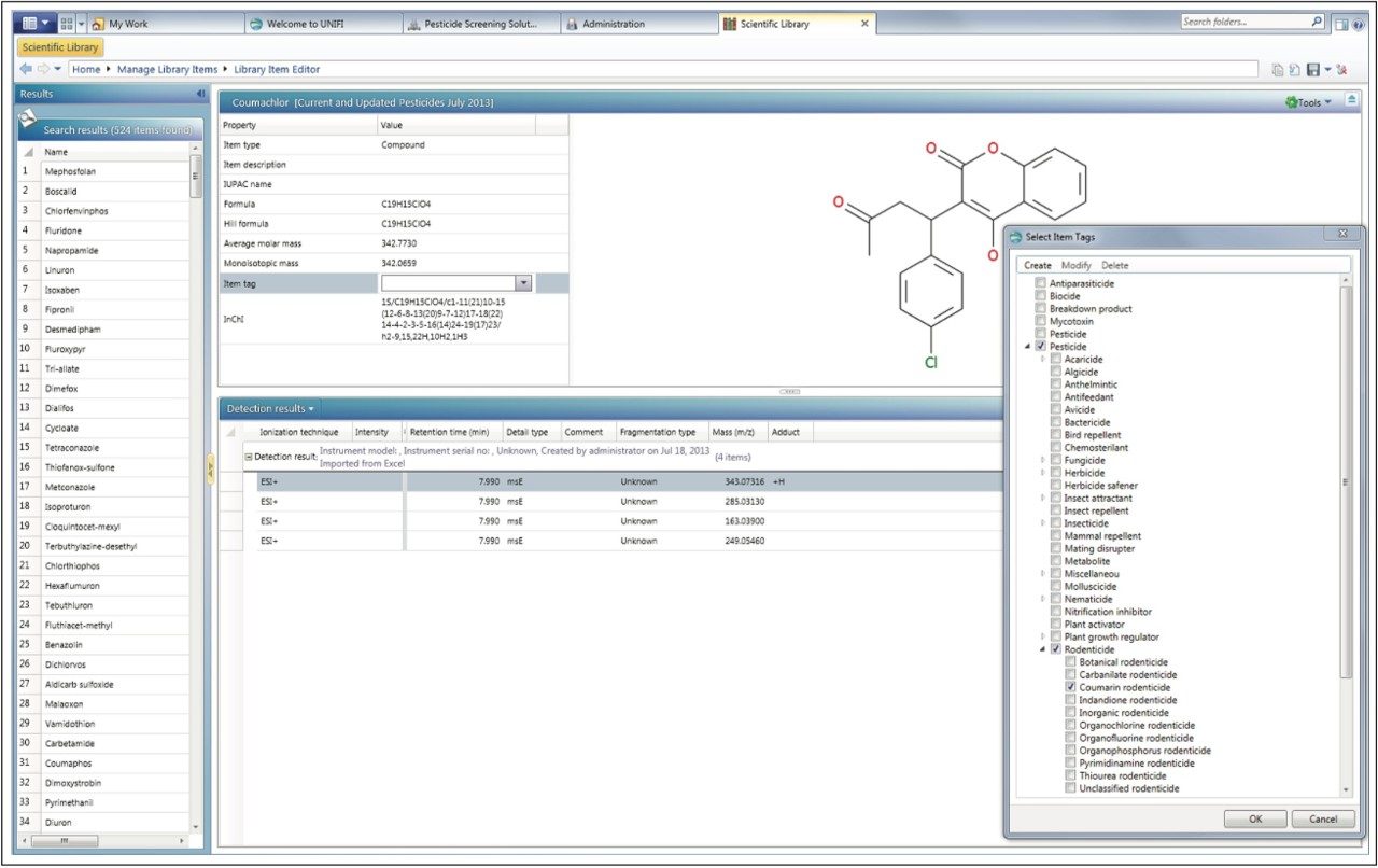 Literature references are easily assigned to compounds; other documentation can also be added here and categorized via the drop-down menu