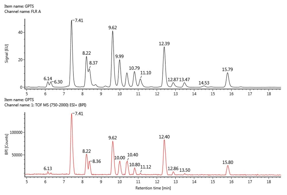 UPLC-FLR/MS chromatogram 