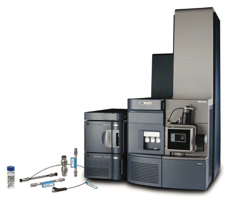 From left to right: MassPREP Oligonucleotide Standard, Waters Oligonucleotide Separation Technology columns, the ACQUITY UPLC H-Class Bio System, and Xevo G2-XS QTof Mass Spectrometer.