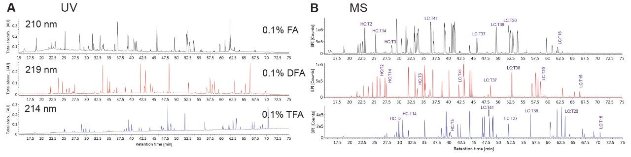 Representative UV and BPI chromatograms 