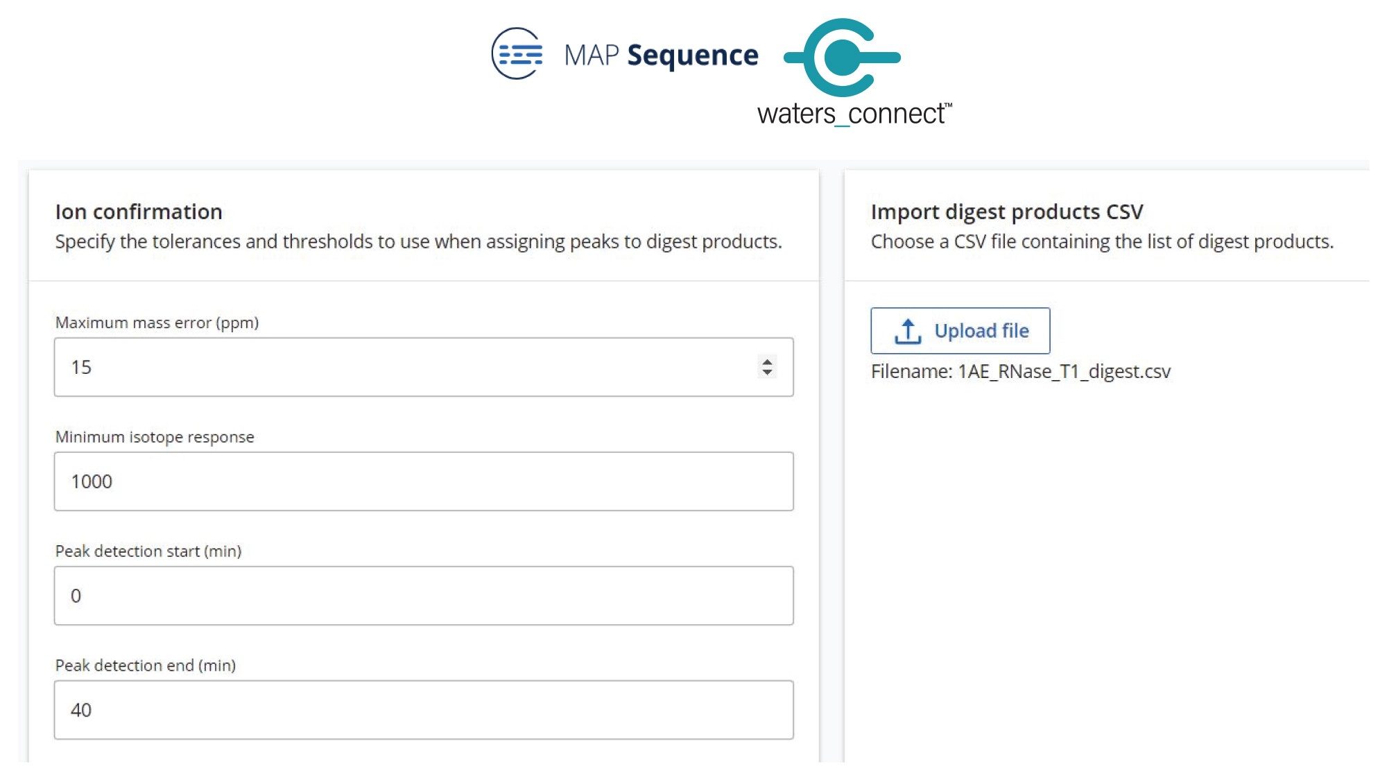 MAP Sequence App processing parameters