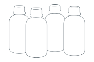 Line drawing of bottles