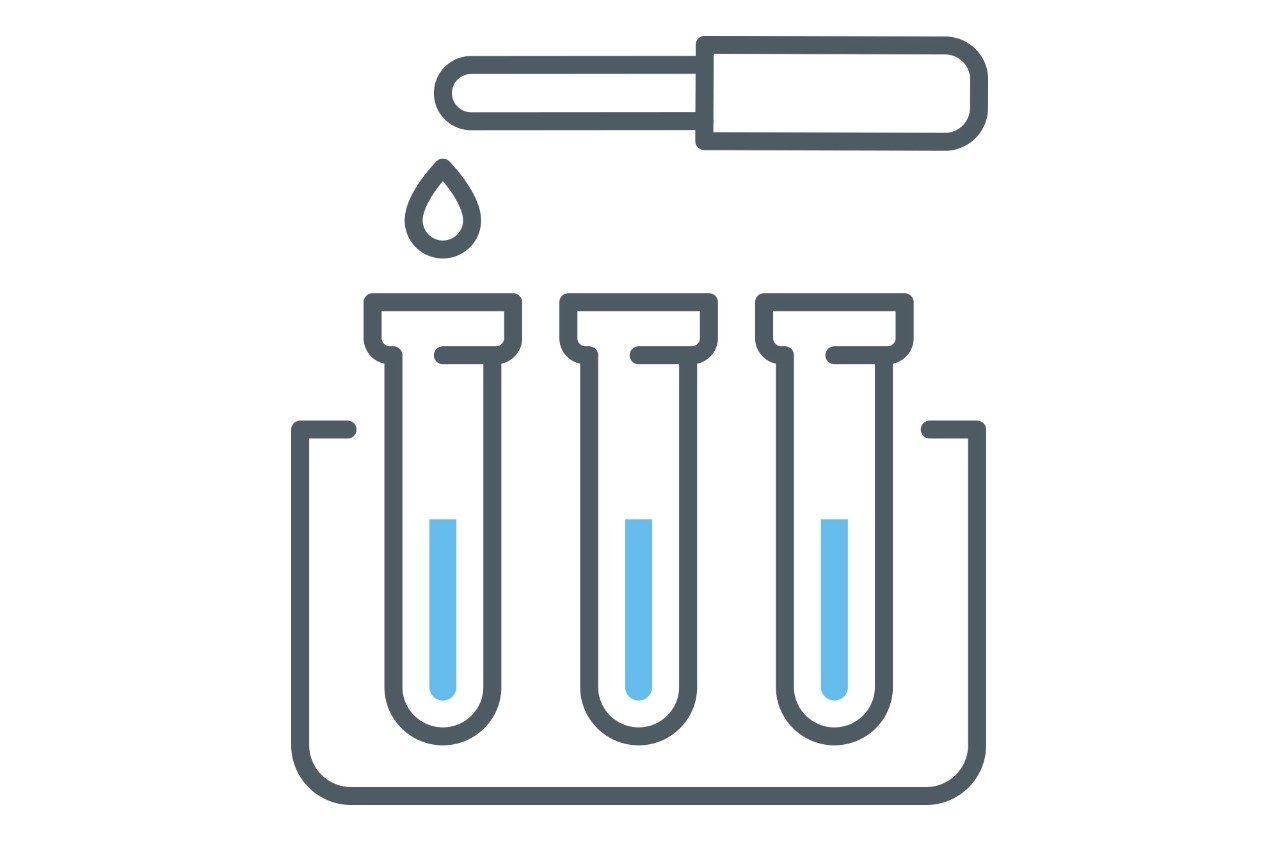 Line drawing of dropper with test tubes 